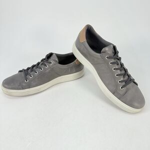 Ecco Soft Classic 85766451488 Men EUR 45 Gray Leather Lace-Up Athletic Sneaker